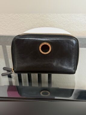 Bulgari Black Leather Double Zip Wallet